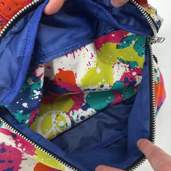 Peace Of Cake Splatter Print Peace Symbol Backpack Multicolor - Picture 9 of 14